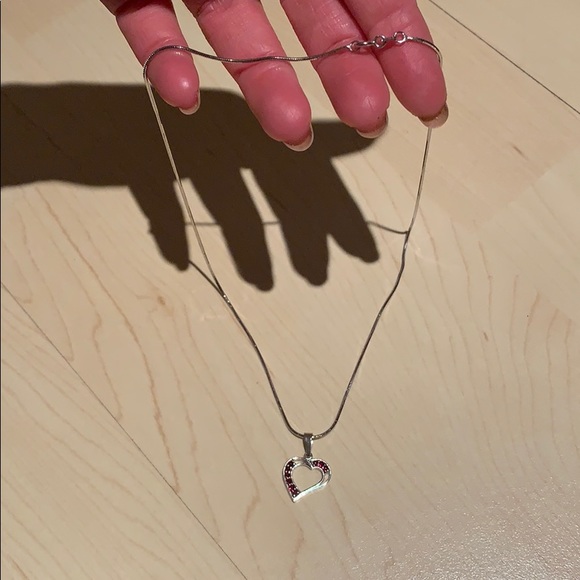 Sterling silver heart necklace with granite stones - Picture 3 of 9